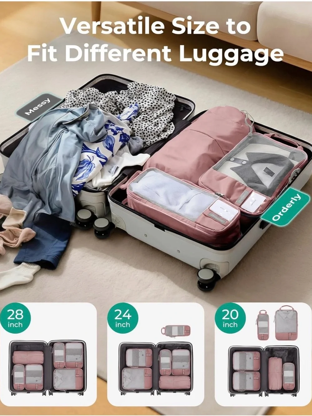 BAGSMART 6 Set/4 Set/2 Set Compression Packing Cubes for Travel